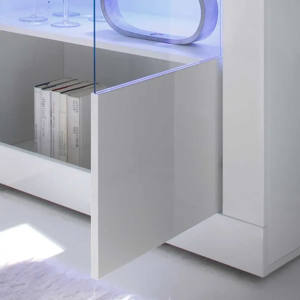 Hochglanz Vitrinenschrank in Weiß - Sogno