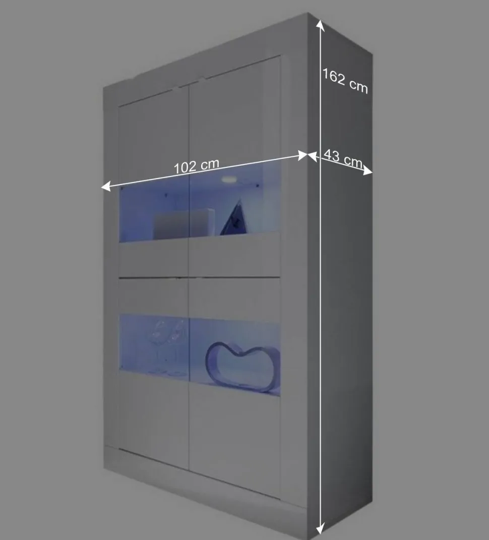 Hochglanz Vitrinenschrank in Weiß - Sogno