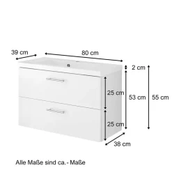 Hochglanz Wand Waschtisch mit Waschbecken - Vohdan