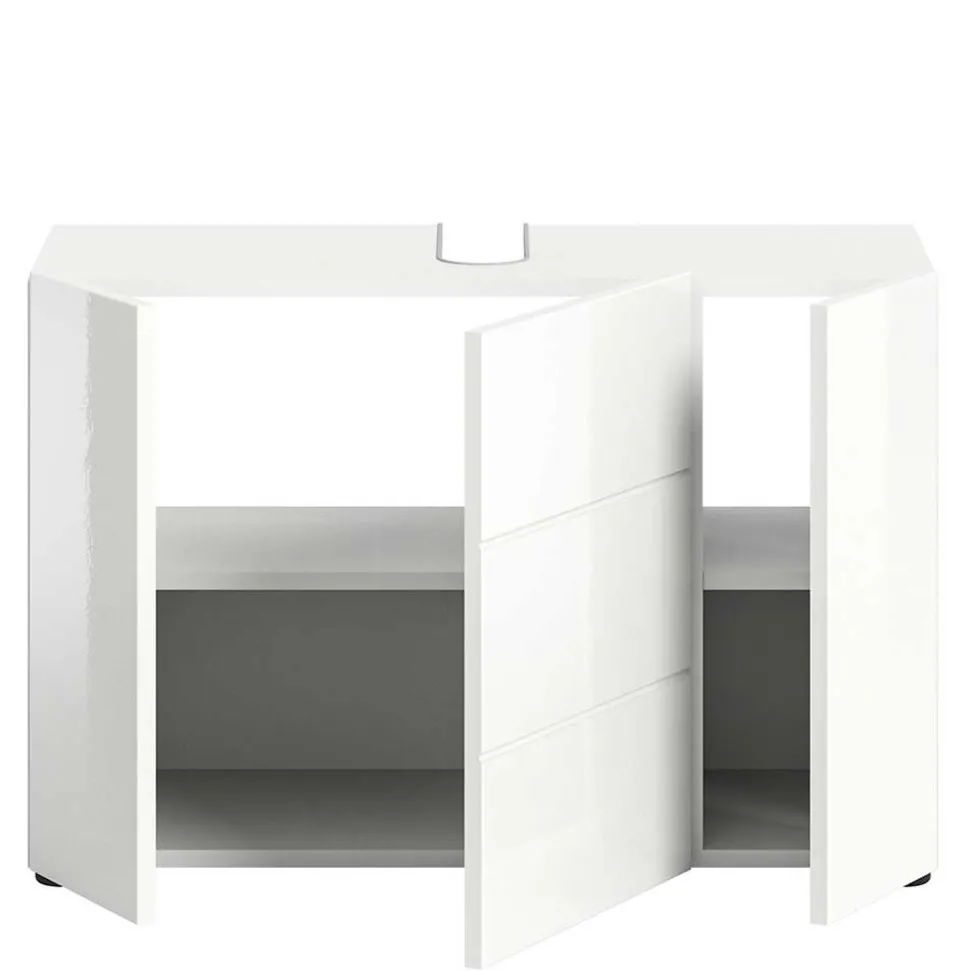 Hochglanz Waschbeckenschrank in Weiß foliert - Vitablos