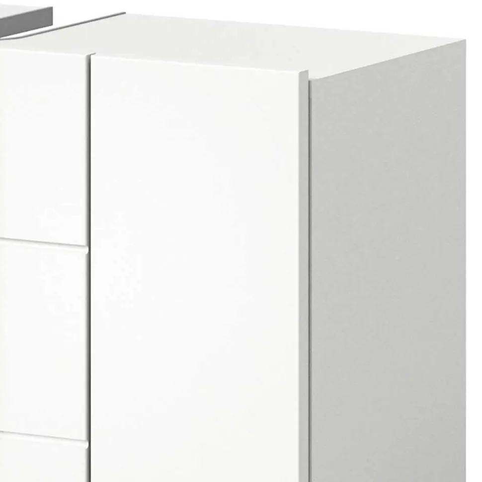 Hochglanz Waschbeckenschrank in Weiß foliert - Vitablos