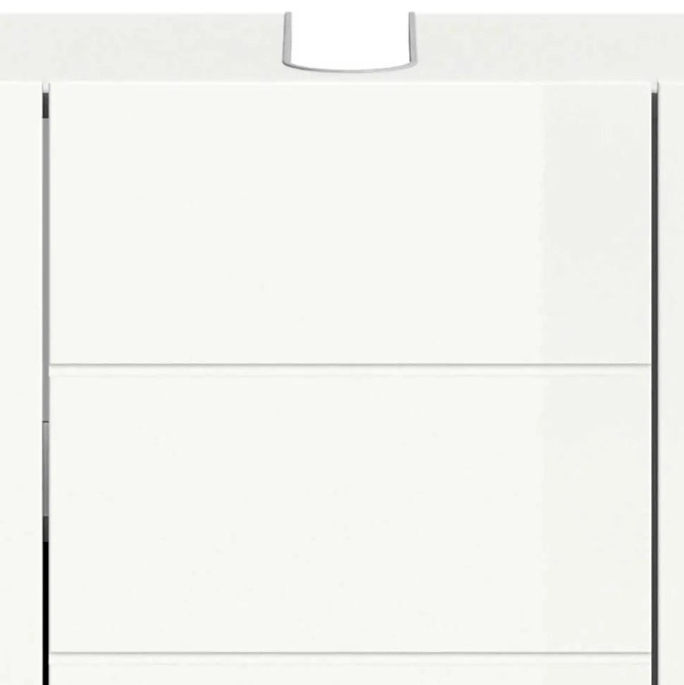 Hochglanz Waschbeckenschrank in Weiß foliert - Vitablos