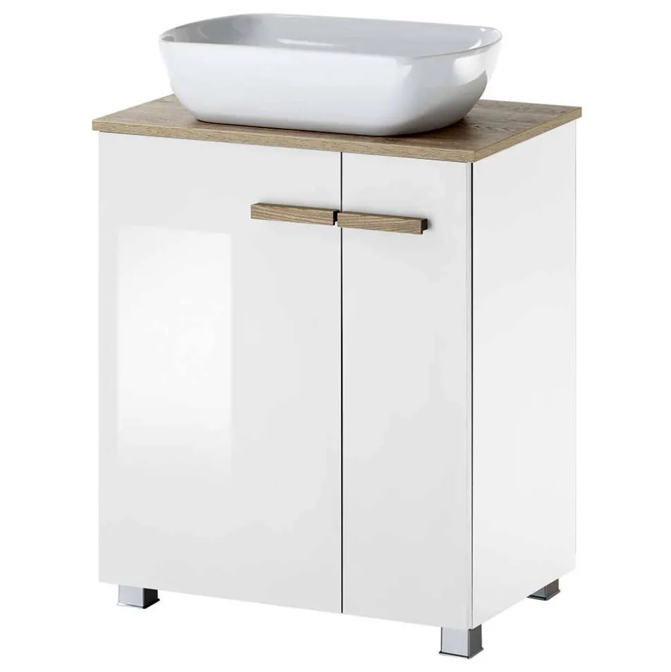 Hochglanz Waschtisch mit Tür & Auszug - Vauflos