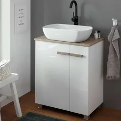 Hochglanz Waschtisch mit Tür & Auszug - Vauflos