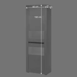 Hochglanz Wohnkombination in Weiß Mextra mit Beton Dekor & Glas (vierteilig)