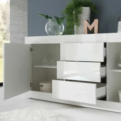 Hochglanz Wohnzimmermöbel in Weiß - Sogno (zweiteilig)