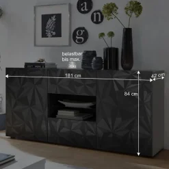 Hochglanz Wohnzimmermöbel in Grau - Kuriasna (dreiteilig)