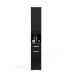 Hochglänzender Bad Hochschrank in Schwarz - Culina