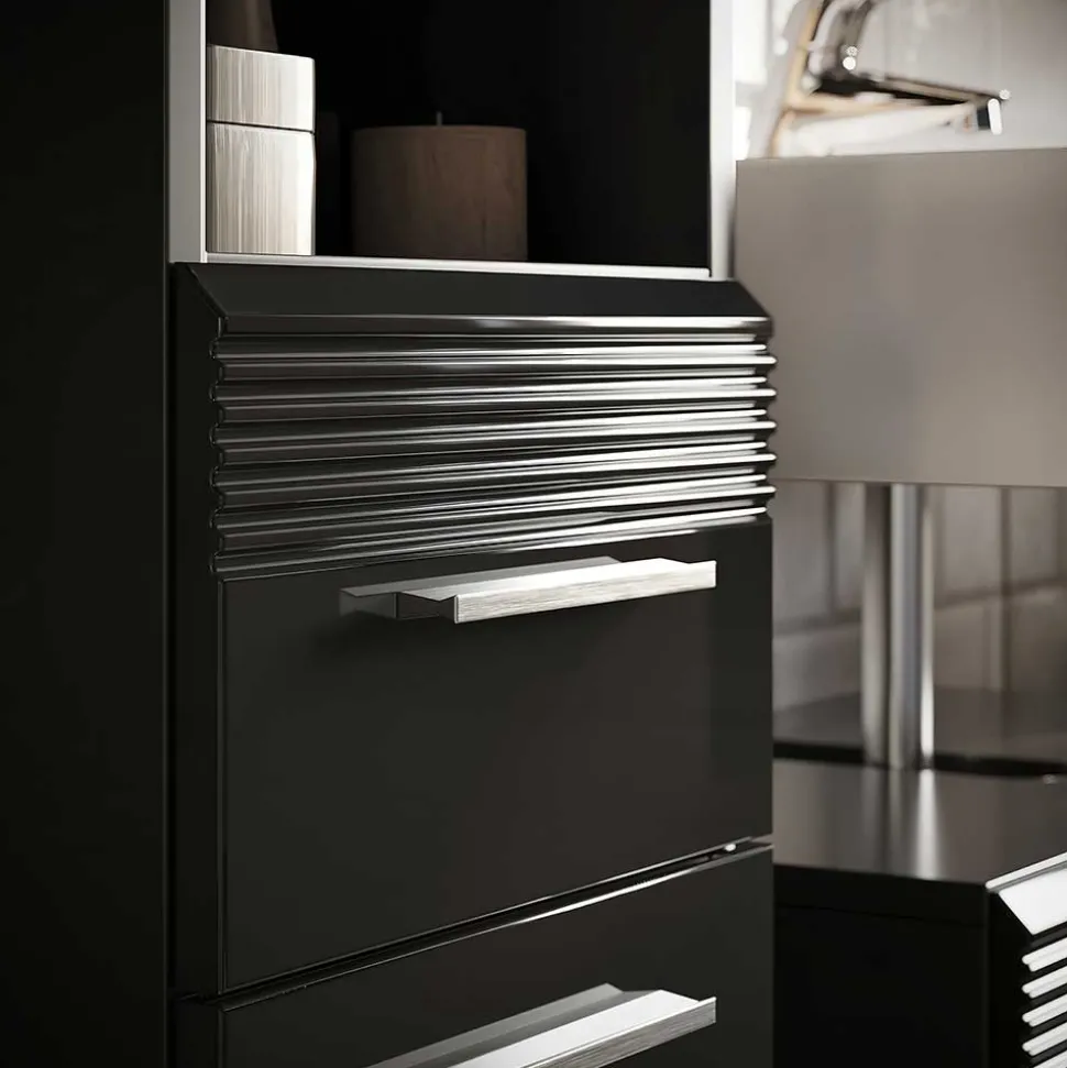 Hochglänzender Bad Hochschrank in Schwarz - Culina