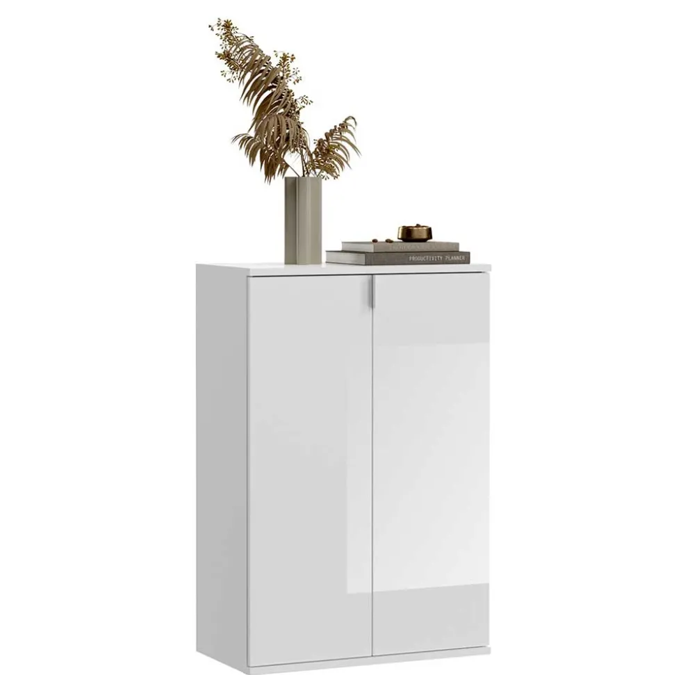 Hochglänzender Schuhschrank in Weiß - Ejulia