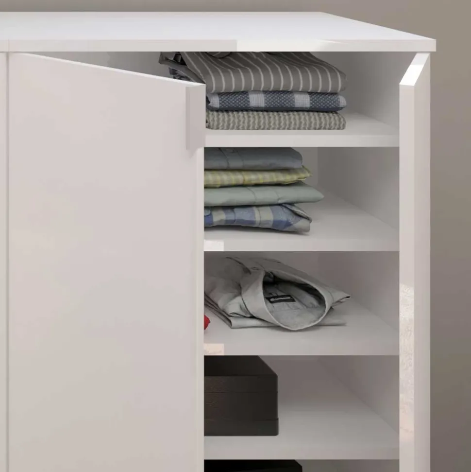 Hochglänzender Schuhschrank in Weiß - Ejulia