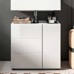 Hochglänzender Waschbeckenunterschrank in Weiß - Vitablos