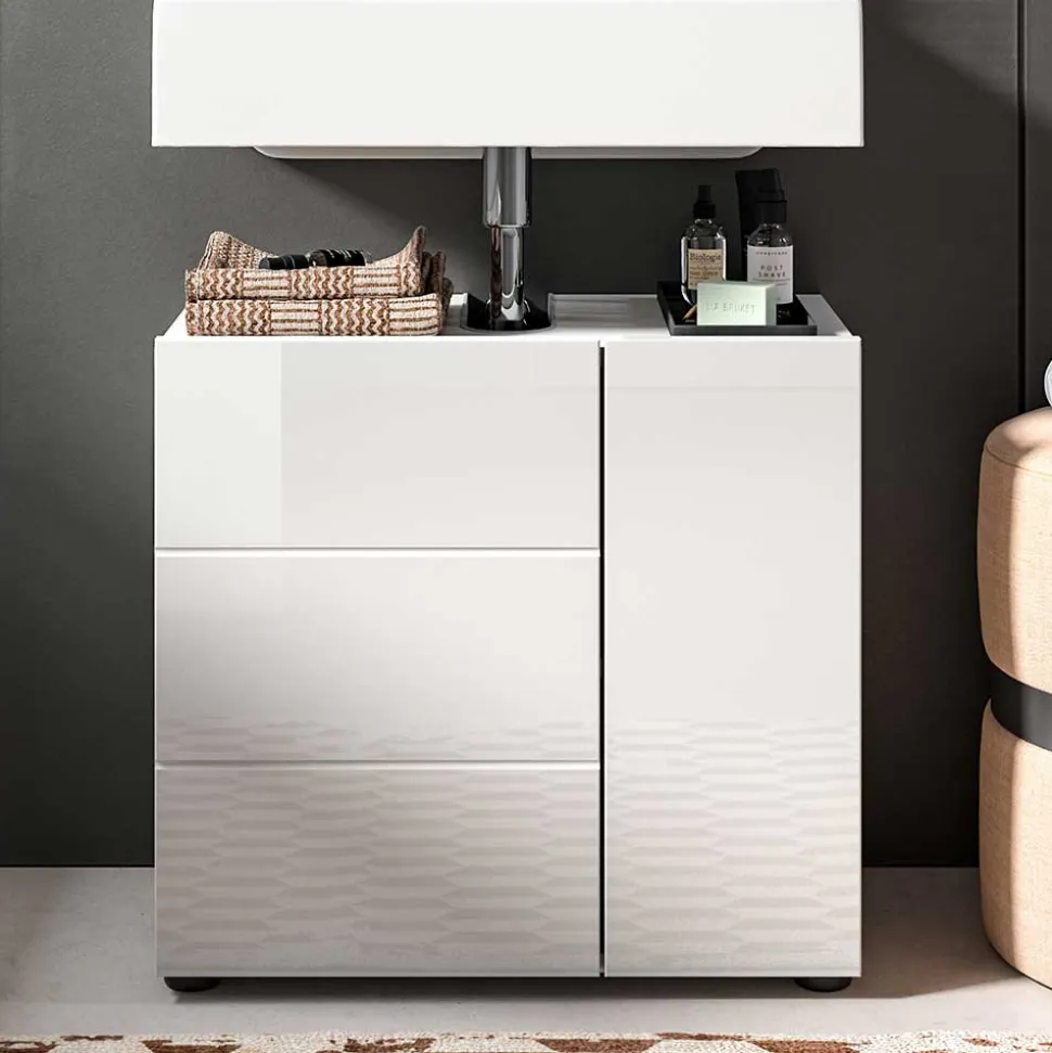 Hochglänzender Waschbeckenunterschrank in Weiß - Vitablos