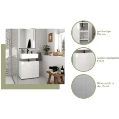 Hochglänzender Waschbeckenunterschrank in Weiß - Vitablos