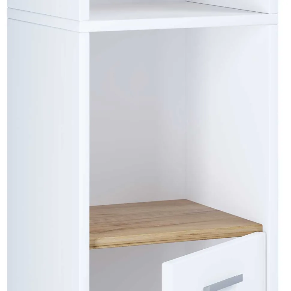 Hochschrank fürs Badezimmer in Weiß & Honig Wildeiche - Luzern