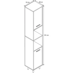 Hochschrank fürs Badezimmer in Weiß & Honig Wildeiche - Luzern