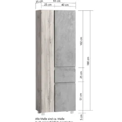 Hochschrank mit drei Türen mit Schublade - Jambi