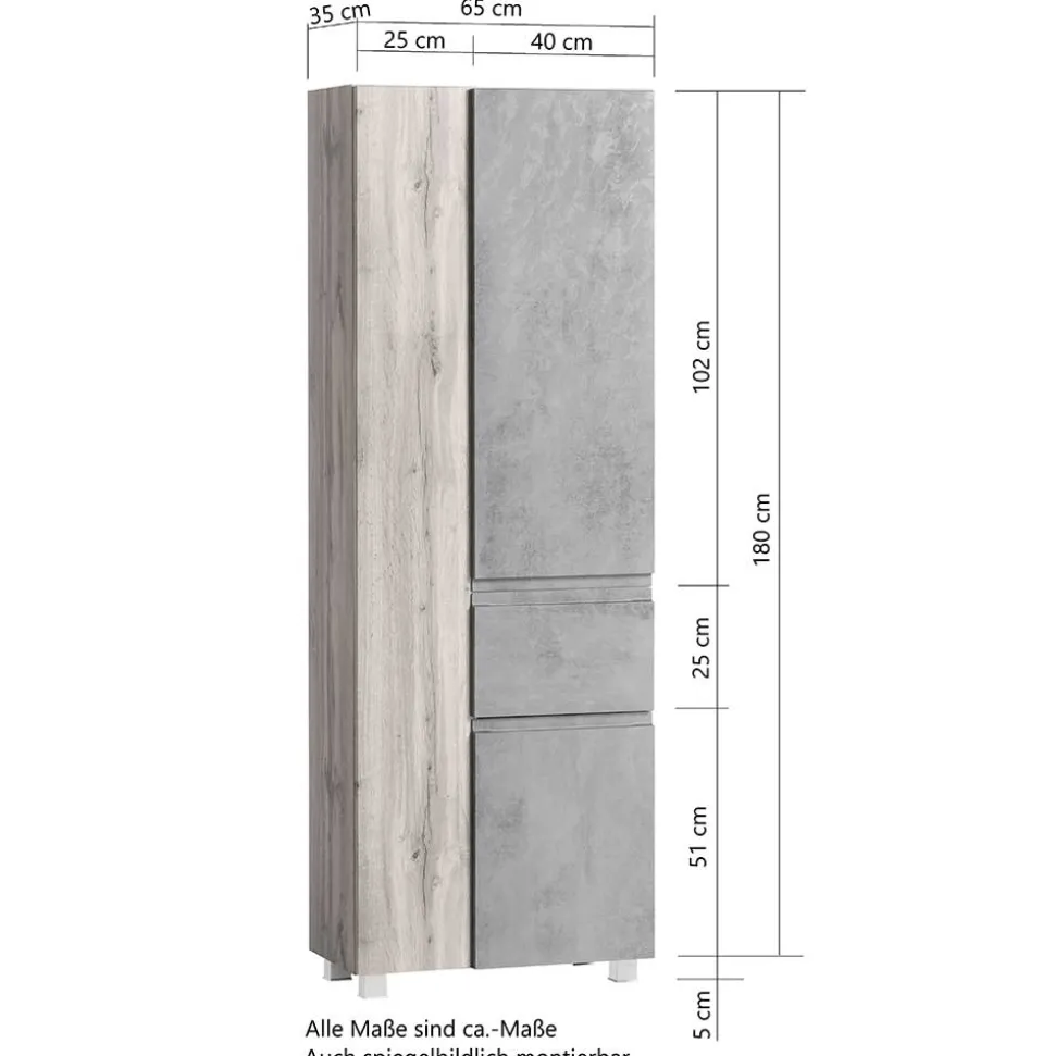 Hochschrank mit drei Türen mit Schublade - Jambi