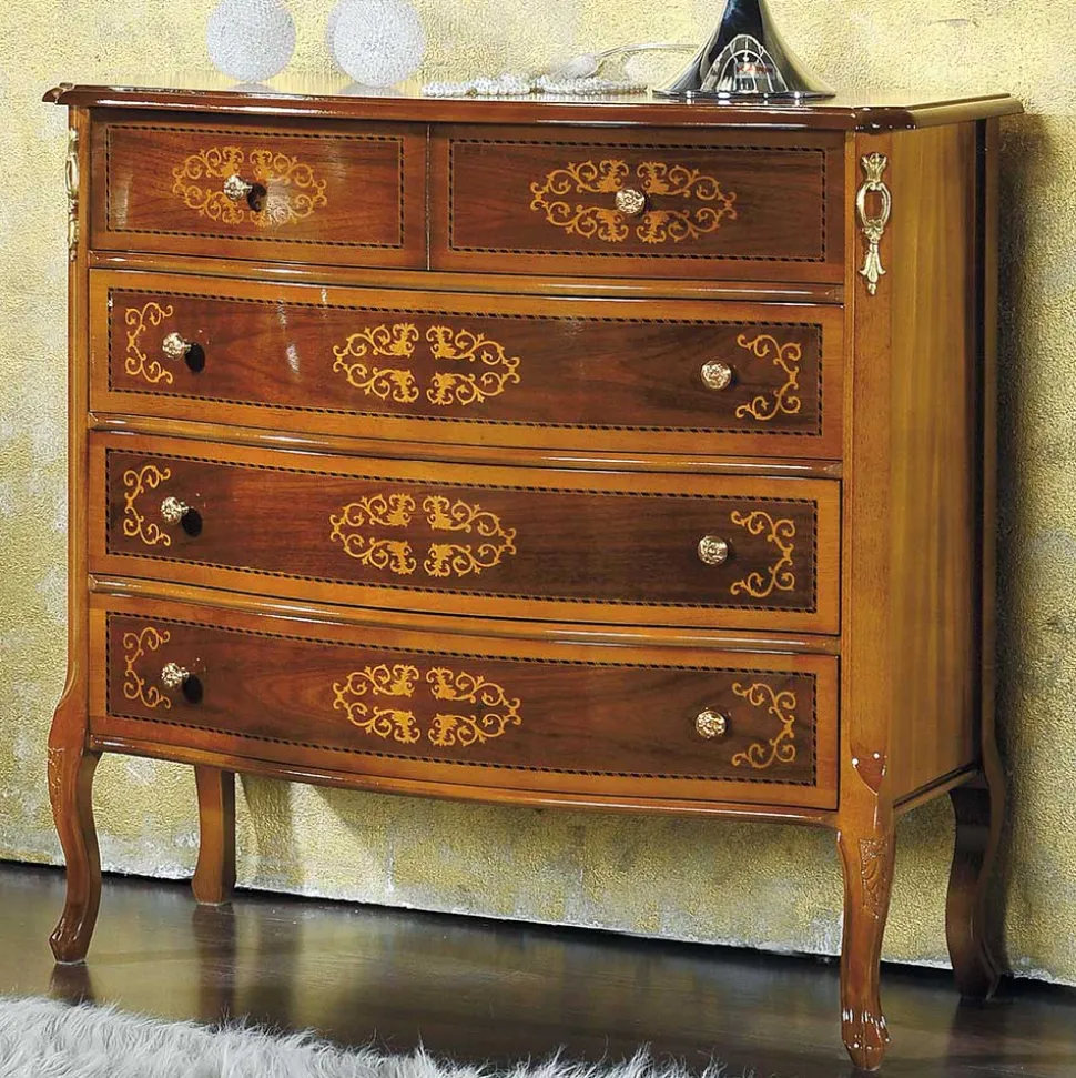 Hochwertige Kommode im Barock Stil Natale in Nussbaum Braun