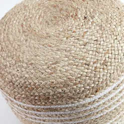 Hocker aus Jute Geflecht in Natur & Weiß - Bondio