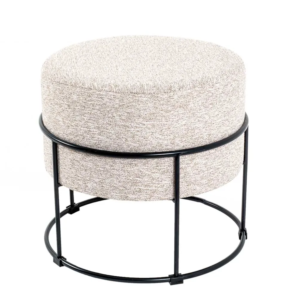 Hocker in Beige meliert Stoff - Zimbu