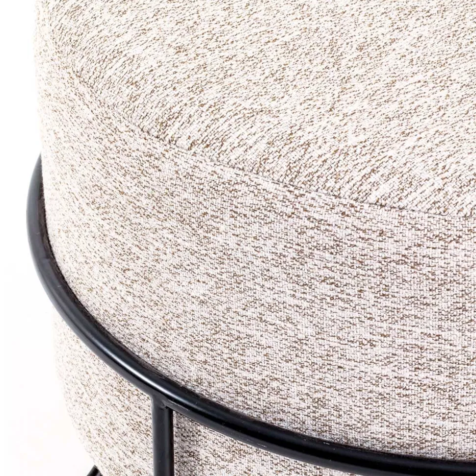 Hocker in Beige meliert Stoff - Zimbu