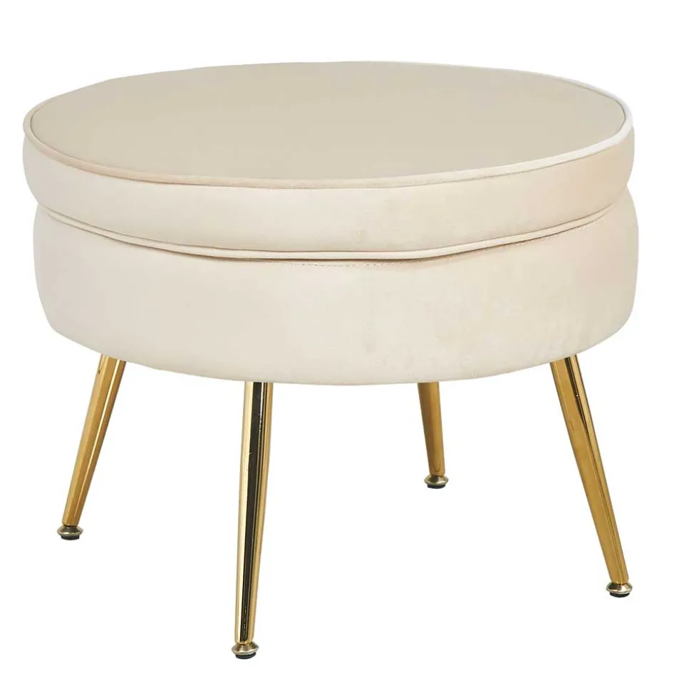 Hocker in Beige Samtbezug - Mamba