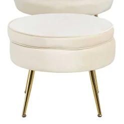 Hocker in Beige Samtbezug - Mamba