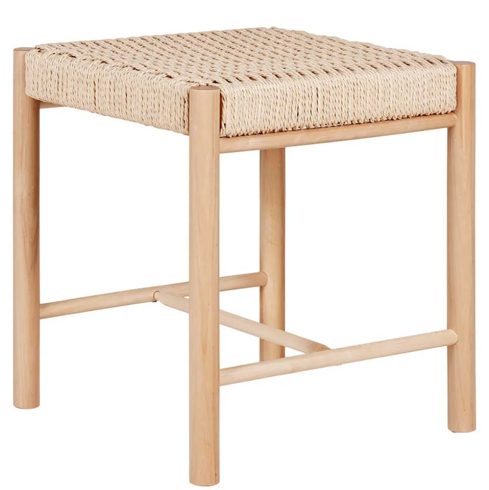 Hocker in Natur mit Geflechtsitz - Athenas
