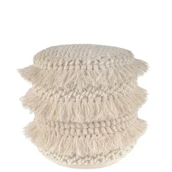 Hocker mit Troddeln in Cremeweiß - Amazing