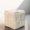 Hocker Pouf in Beige Cordbezug - Salvita III
