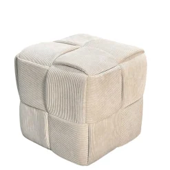 Hocker Pouf in Beige Cordbezug - Salvita III