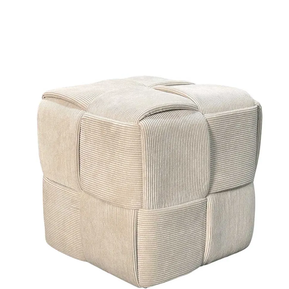 Hocker Pouf in Beige Cordbezug - Salvita III