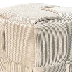 Hocker Pouf in Beige Cordbezug - Salvita III