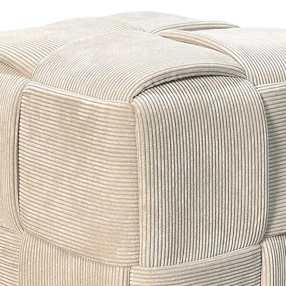 Hocker Pouf in Beige Cordbezug - Salvita III