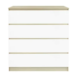 Hohe Kommode in Weiß Hochglanz & Natur - Finnca