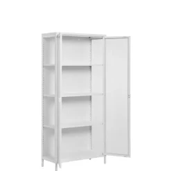 Hohe Vitrine aus Stahl in Weiß - Sancrez