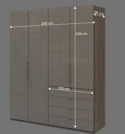 Hoher Schlafzimmerschrank 2-türig & 4 Schubladen - Rativian
