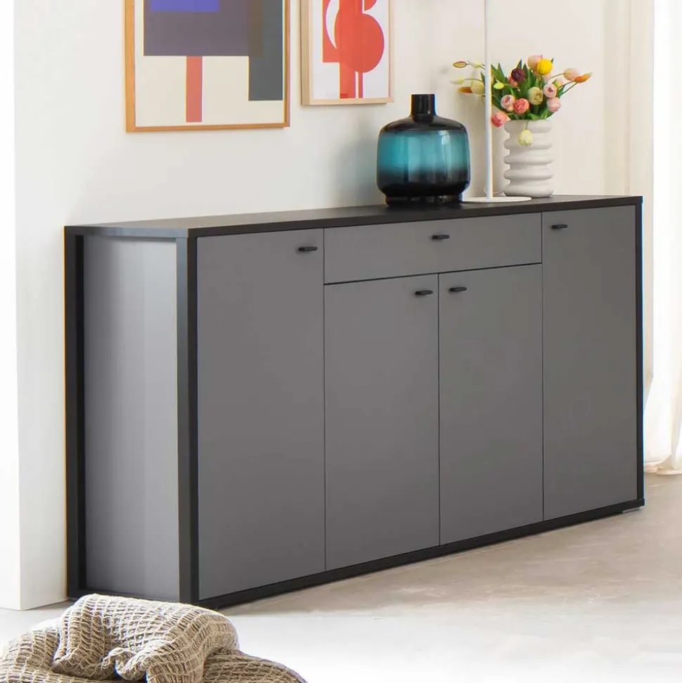 Hohes Sideboard in Grau & Anthrazit - Ridona