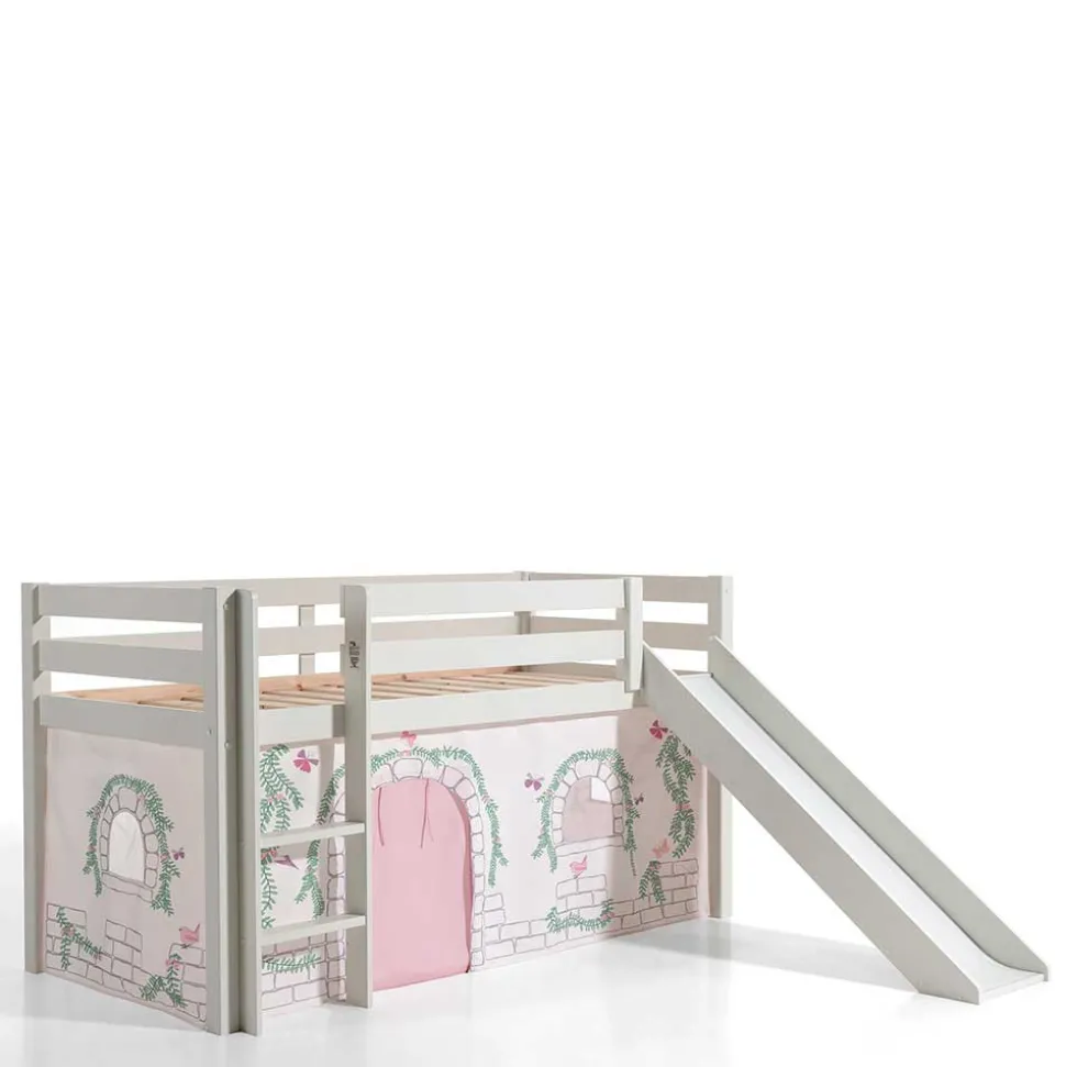 Hohes Spielbett für Mädchen in Weiß - Zurico