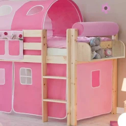Hohes Spielbett in Natur & Rosa & Pink - Liza