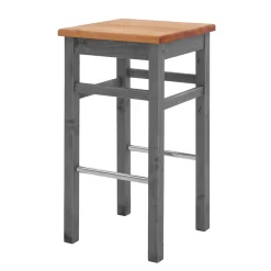 Holz Barhocker in Grau und Kiefer Lauge - Ziamora