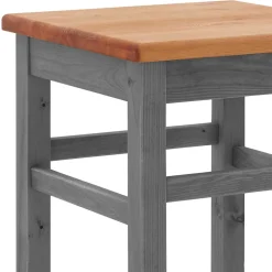 Holz Barhocker in Grau und Kiefer Lauge - Ziamora