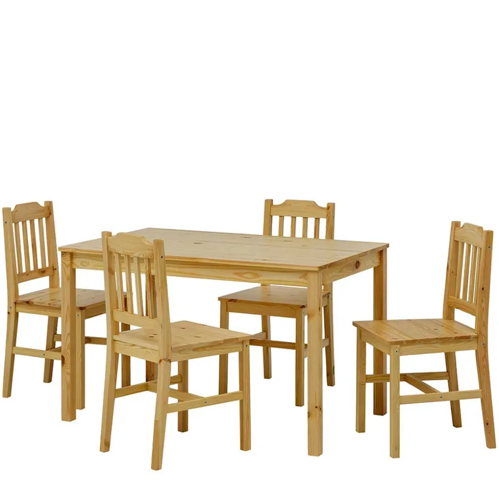 Holz Essgruppe mit vier Sitzplätzen - Sortho (fünfteilig)