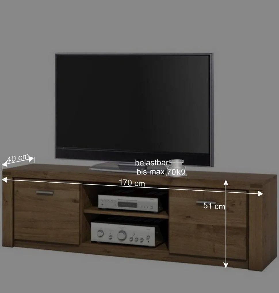 Holz Fernseher Unterschrank aus Wildeiche - Maila