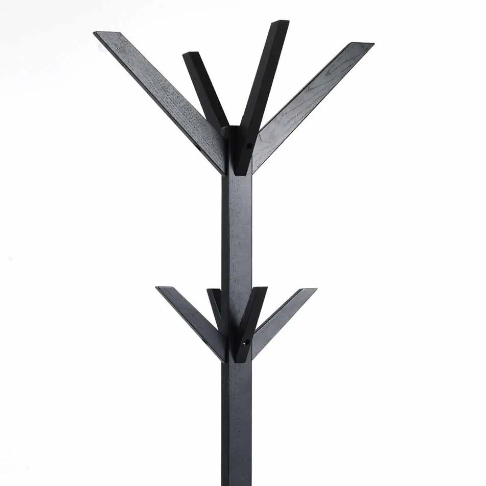 Holz Garderobenständer in Schwarz lackiert - Geskan