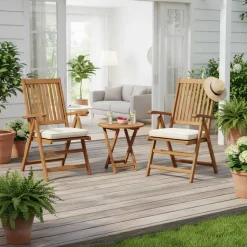 Holz Gartenstuhl mit hoher Lehne - Cara (2er Set)