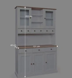 Holz Landhaus Büfett in Weiß Braun - Vatina