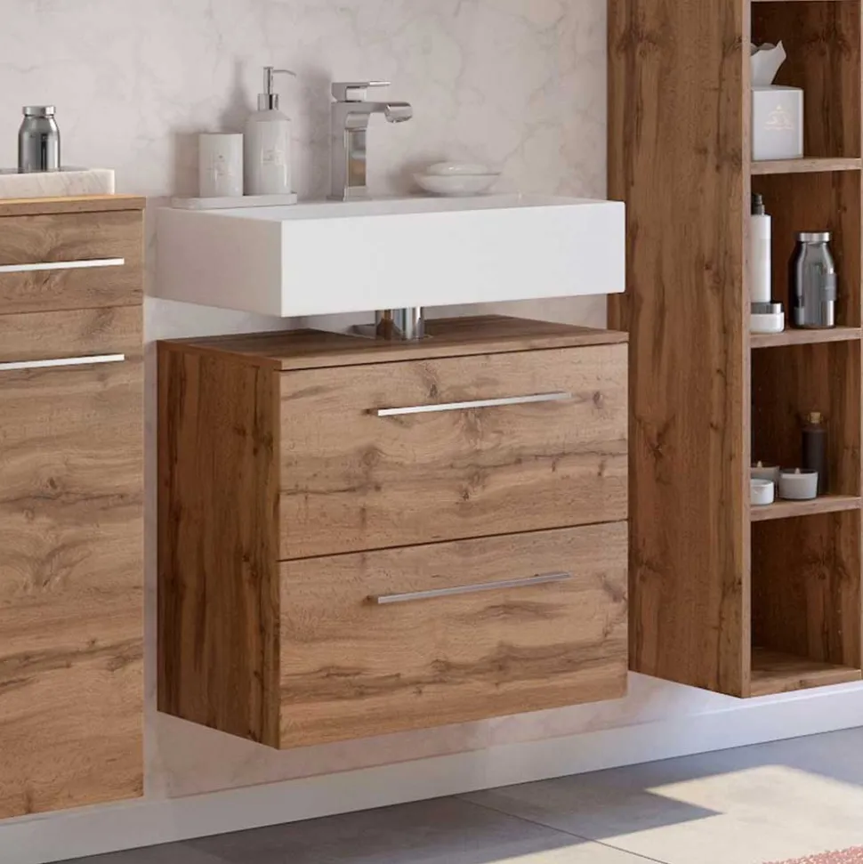 Holz Optik Waschbeckenunterschrank 60x54x35 cm - Lemnas