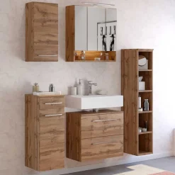 Holz Optik Waschbeckenunterschrank 60x54x35 cm - Lemnas